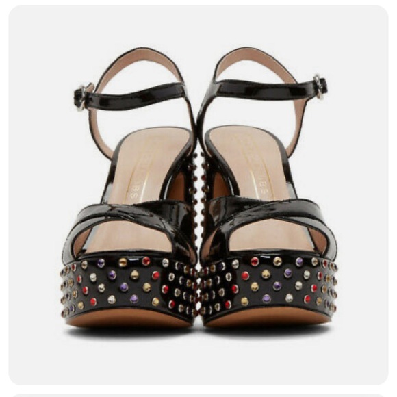 Marc Jacobs Patent  Disco Bling Sparkle Glam Studded Mary Jane Leather heels - Picture 3 of 9